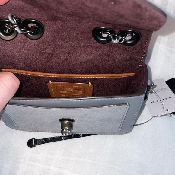 Gray Mini Coach Shoulder Bag with Adjustable Chain Strap - Picture 4 of 9